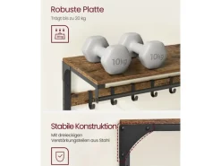 Vasagle Wandgarderobe mit Ablage 30 cm x 80 cm x 42 cm Braun-Schwarz