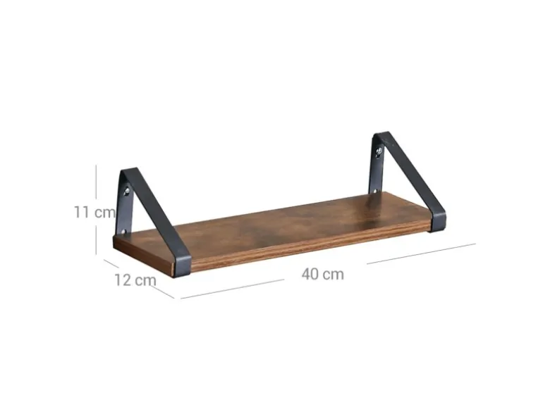 Vasagle Wandregal 40 cm x 12 cm x 11 cm Braun-Schwarz