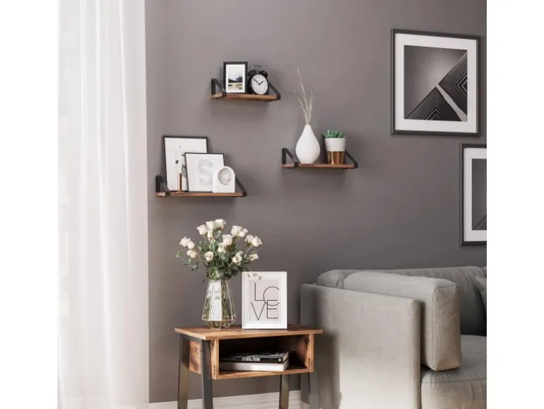 Vasagle Wandregal 40 cm x 12 cm x 11 cm Braun-Schwarz
