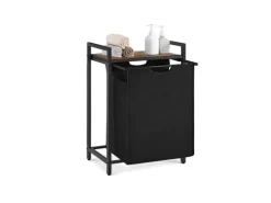 Vasagle Wäschesammler mit Ablage 50 cm x 33 cm x 72 cm Braun-Schwarz