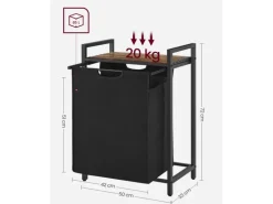Vasagle Wäschesammler mit Ablage 50 cm x 33 cm x 72 cm Braun-Schwarz