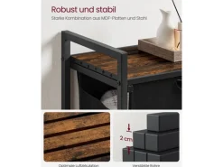 Vasagle Wäschesammler mit Ablage 50 cm x 33 cm x 72 cm Braun-Schwarz