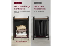 Vasagle Wäschesammler mit Ablage 50 cm x 33 cm x 72 cm Braun-Schwarz