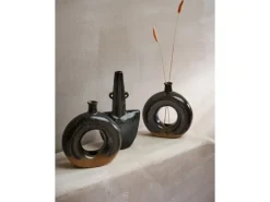 Vase Ancient Secrets 25 cm x 14 cm x 8 cm Dunkelgrau