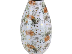 Vase Flora mit Blumenmuster Ø 15 cm x 28 cm Weiß