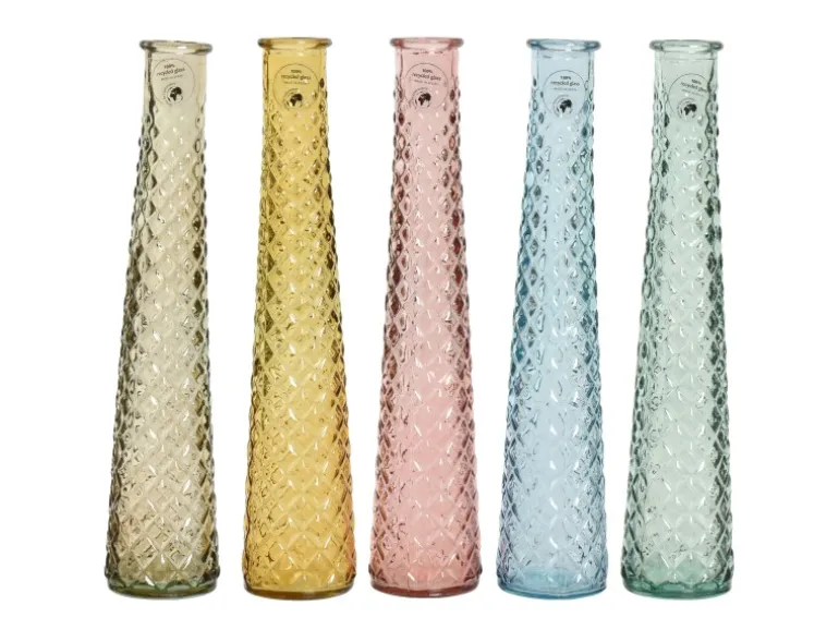 Vase Glas 5-fach sortiert Ø 7 cm x 32 cm Farbauswahl