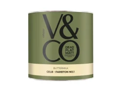 V&CO Premium-Innenfarbe Dead Flat Matt Gelb Farbton 1 Buttermilk 2,5 l