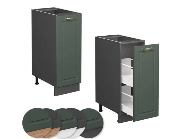 Vicco Apothekerschrank Fame-Line Grün-Gold Landhaus/Anthrazit 30 cm ohne Arbeitsplatte