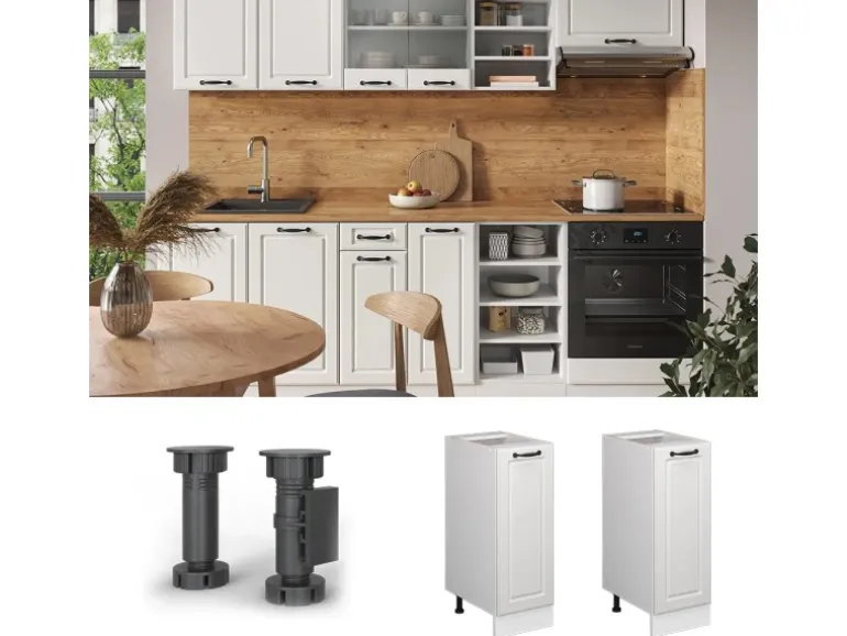 Vicco Apothekerschrank R-Line Weiß Landhaus/Weiß 30 cm ohne Arbeitsplatte