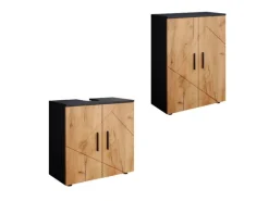 Vicco Badezimmermöbel-Set Irma Goldkraft Eiche/Anthrazit 2 Teile mit Midischrank