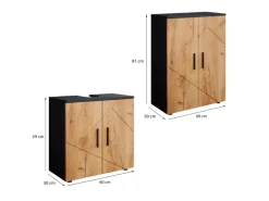 Vicco Badezimmermöbel-Set Irma Goldkraft Eiche/Anthrazit 2 Teile mit Midischrank