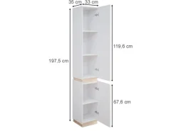 Vicco Badschrank Gloria Weiß/Sonoma 33 x 198 cm mit 2 Türen