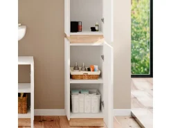 Vicco Badschrank Gloria Weiß/Sonoma 33 x 198 cm mit 2 Türen