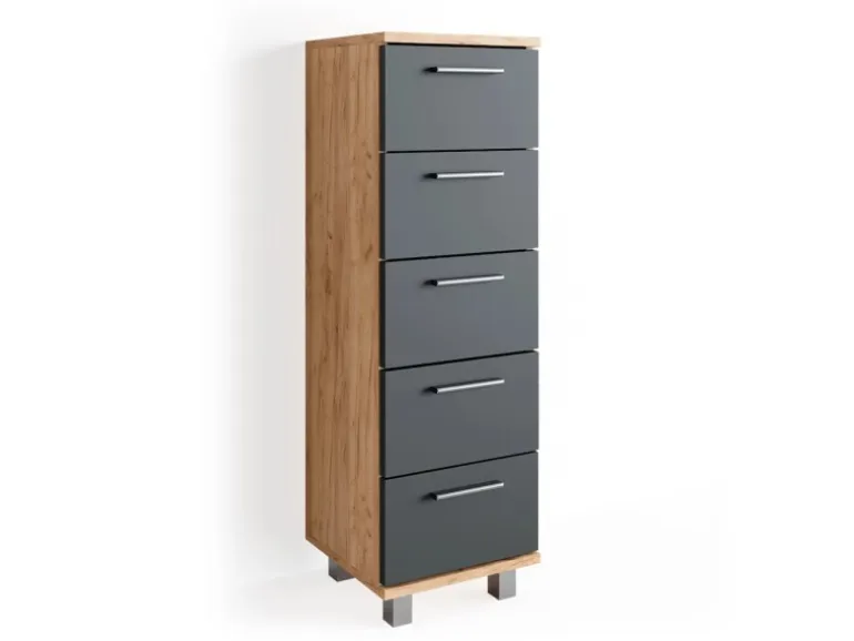 Vicco Badschrank Ilias Eiche/Anthrazit 30 x 95 cm