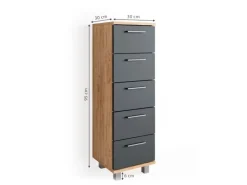 Vicco Badschrank Ilias Eiche/Anthrazit 30 x 95 cm