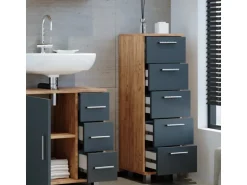 Vicco Badschrank Ilias Eiche/Anthrazit 30 x 95 cm