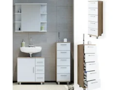 Vicco Badschrank Ilias Sonoma/Weiß 30 x 95 cm