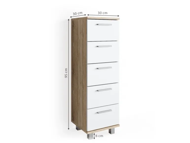 Vicco Badschrank Ilias Sonoma/Weiß 30 x 95 cm