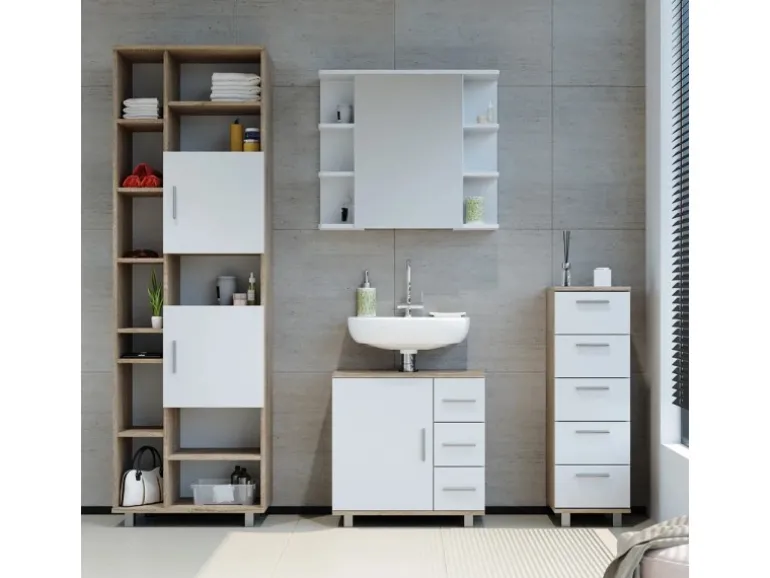 Vicco Badschrank Ilias Sonoma/Weiß 30 x 95 cm