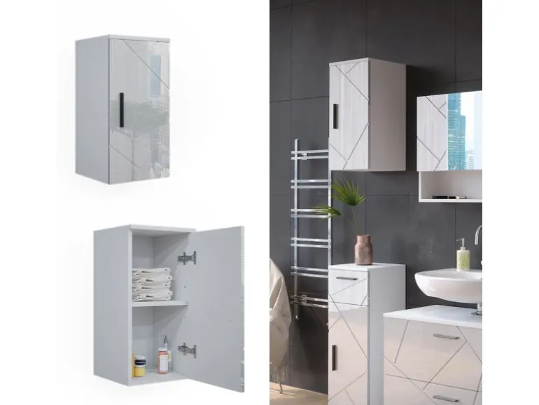 Vicco Badschrank Irma Weiß Hochglanz 30 x 59 cm