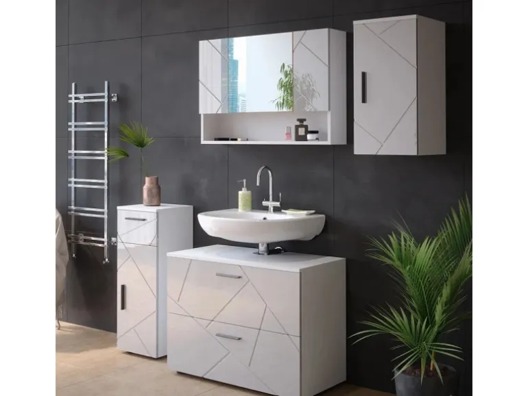 Vicco Badschrank Irma Weiß Hochglanz 30 x 59 cm