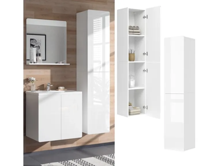 Vicco Badschrank Izan Weiß Hochglanz 37 x 172 cm