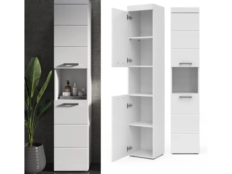 Vicco Badschrank Luna Weiß 37 x 190 cm