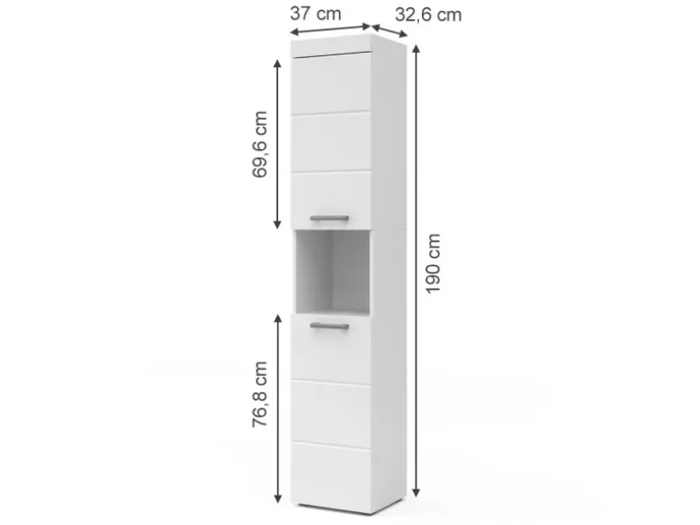 Vicco Badschrank Luna Weiß 37 x 190 cm