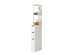 Vicco Badschrank Vera Weiß 137 x 15 cm mit 3 Schubladen