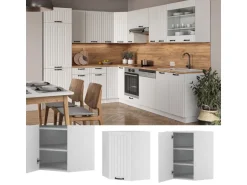 Vicco Eckhängeschrank Fame-Line Küchen-Eckschrank Weiß Landhaus/Weiß 57 cm