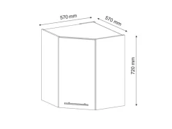 Vicco Eckhängeschrank Fame-Line Küchen-Eckschrank Anthrazit-Gold/Goldkraft Eiche 57 cm