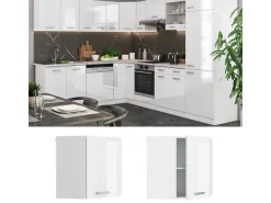 Vicco Eckhängeschrank R-Line Küchen-Eckschrank Weiß Hochglanz/Weiß 57 cm