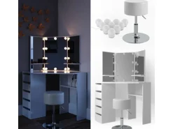 Vicco Eckschminktisch Arielle Weiß 110 cm mit Hocker