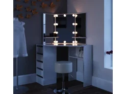 Vicco Eckschminktisch Arielle Weiß 110 cm mit Hocker