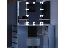 Vicco Eckschminktisch Arielle Weiß 110 cm mit Hocker