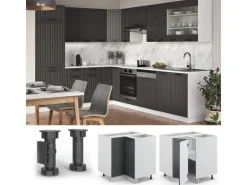 Vicco Eckunterschrank Fame-Line Anthrazit Landhaus/Weiß 81 cm AP Anthrazit