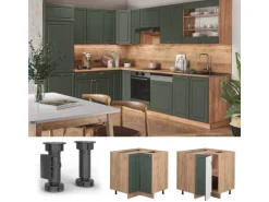 Vicco Eckunterschrank Fame-Line Grün-Gold Landhaus/Goldkraft Eiche 81 cm ohne Arbeitsplatte