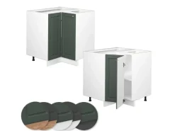 Vicco Eckunterschrank Fame-Line Grün-Gold Landhaus/Weiß 81 cm ohne Arbeitsplatte
