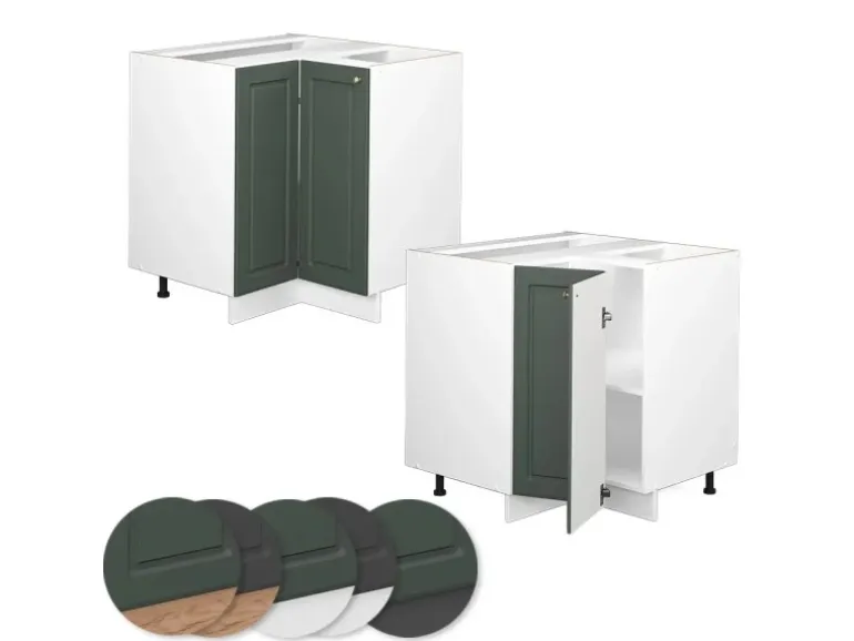 Vicco Eckunterschrank Fame-Line Grün-Gold Landhaus/Weiß 81 cm ohne Arbeitsplatte