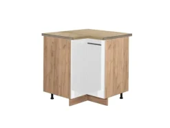 Vicco Eckunterschrank Fame-Line Weiß Hochglanz/Goldkraft Eiche 81 cm AP Eiche