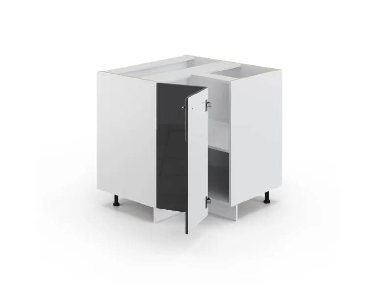 Vicco Eckunterschrank Fame-Line Anthrazit Hochglanz/Weiß 81 cm AP Eiche