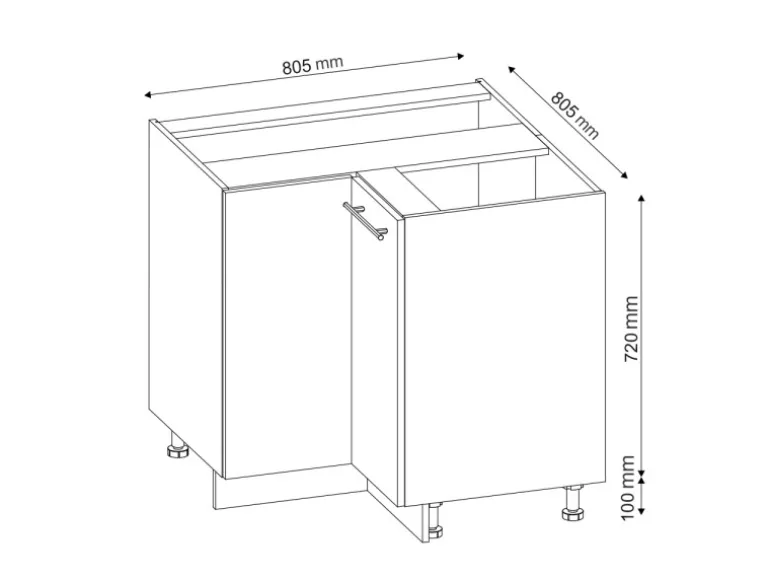 Vicco Eckunterschrank Fame-Line Anthrazit Hochglanz/Weiß 81 cm AP Eiche