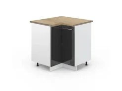 Vicco Eckunterschrank Fame-Line Anthrazit Hochglanz/Weiß 81 cm AP Eiche