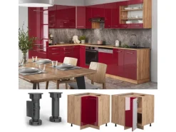 Vicco Eckunterschrank Fame-Line Bordeaux Hochglanz/Goldkraft Eiche 81 cm ohne Arbeitsplatte