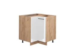 Vicco Eckunterschrank Fame-Line Weiß Hochglanz/Goldkraft Eiche 81 cm ohne Arbeitsplatte