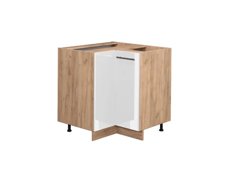 Vicco Eckunterschrank Fame-Line Weiß Hochglanz/Goldkraft Eiche 81 cm ohne Arbeitsplatte