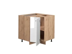 Vicco Eckunterschrank Fame-Line Weiß Hochglanz/Goldkraft Eiche 81 cm ohne Arbeitsplatte