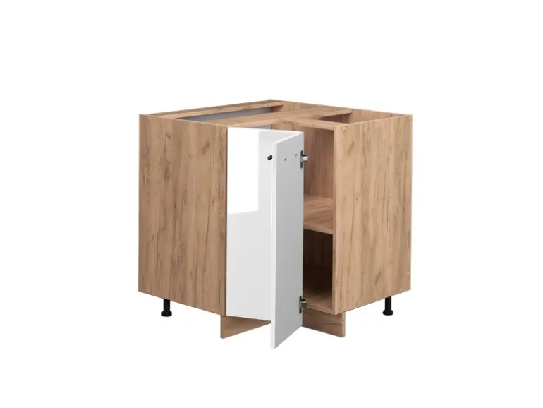 Vicco Eckunterschrank Fame-Line Weiß Hochglanz/Goldkraft Eiche 81 cm ohne Arbeitsplatte