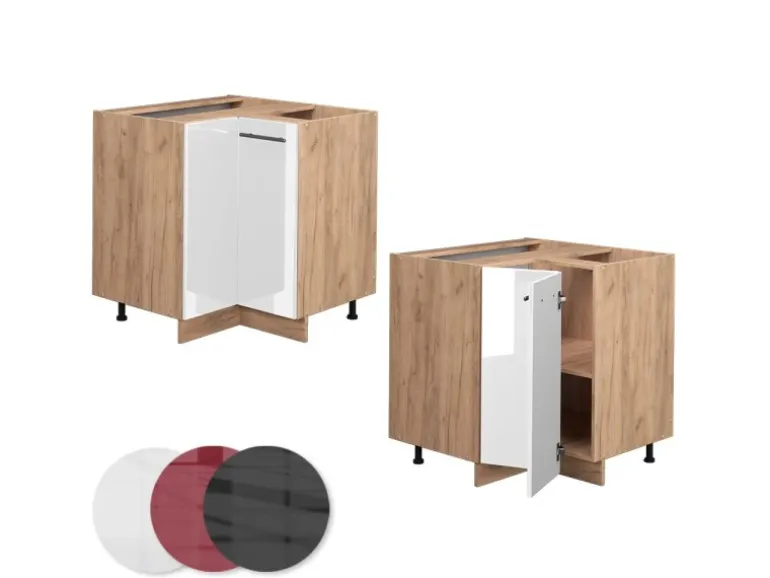 Vicco Eckunterschrank Fame-Line Weiß Hochglanz/Goldkraft Eiche 81 cm ohne Arbeitsplatte