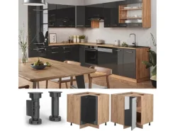 Vicco Eckunterschrank Fame-Line Anthrazit Hochglanz/Goldkraft Eiche 81 cm AP Eiche